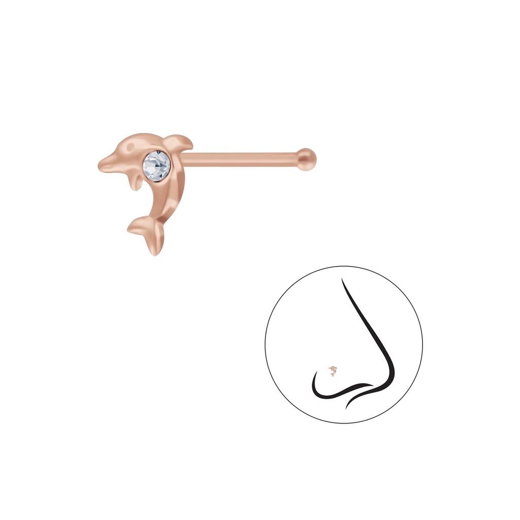 Silver Dolphin Nose Stud With Ball