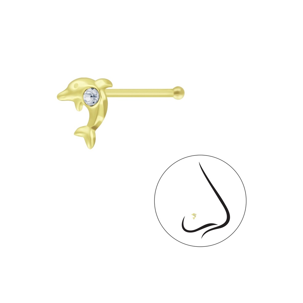 Silver Dolphin Nose Stud With Ball