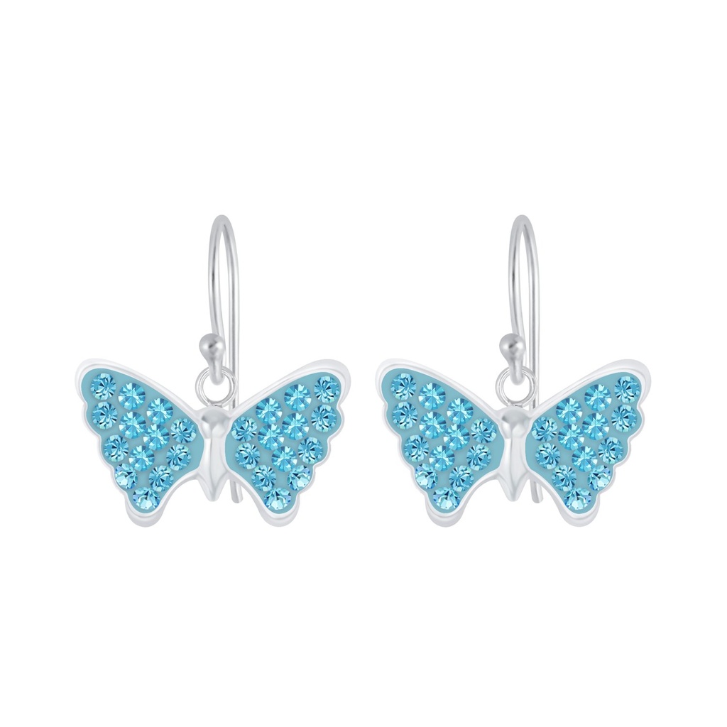 Boucles d'oreilles papillon en argent cristal