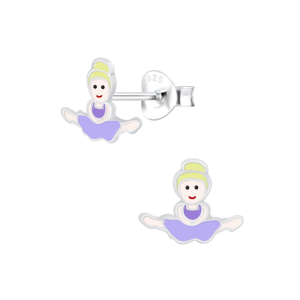 Silver Ballerina Stud Earrings