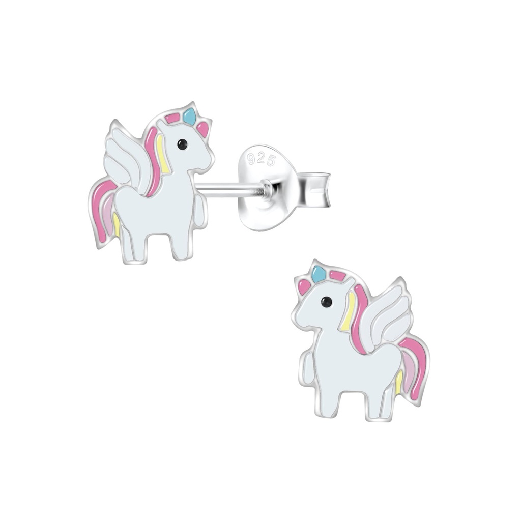 Silver Unicorn Stud Earrings