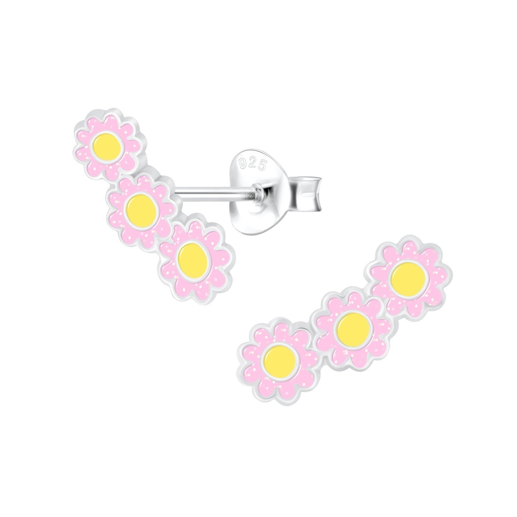 Puces d'oreilles marguerite triple en argent