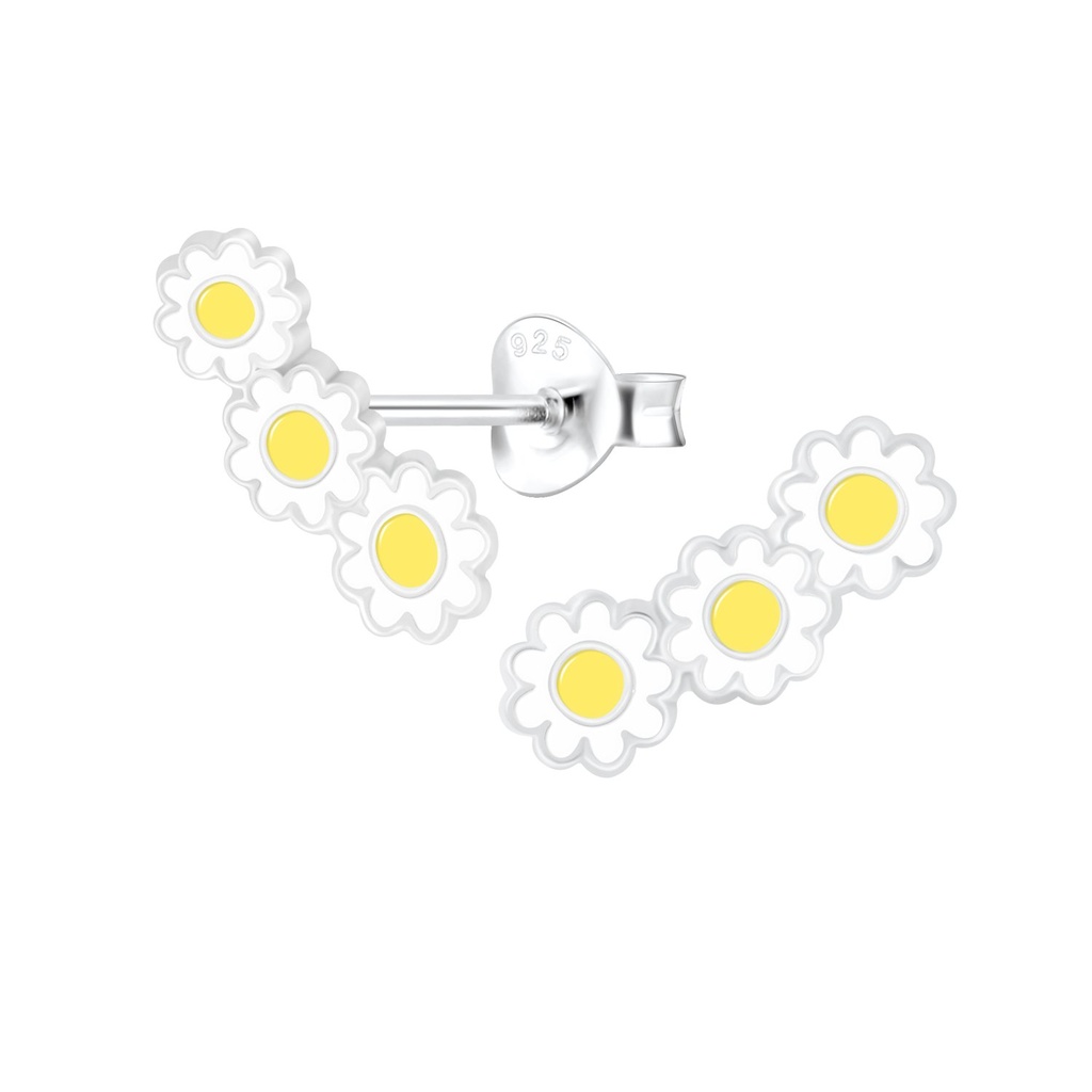 [10009950] Puces d'oreilles marguerite triple en argent