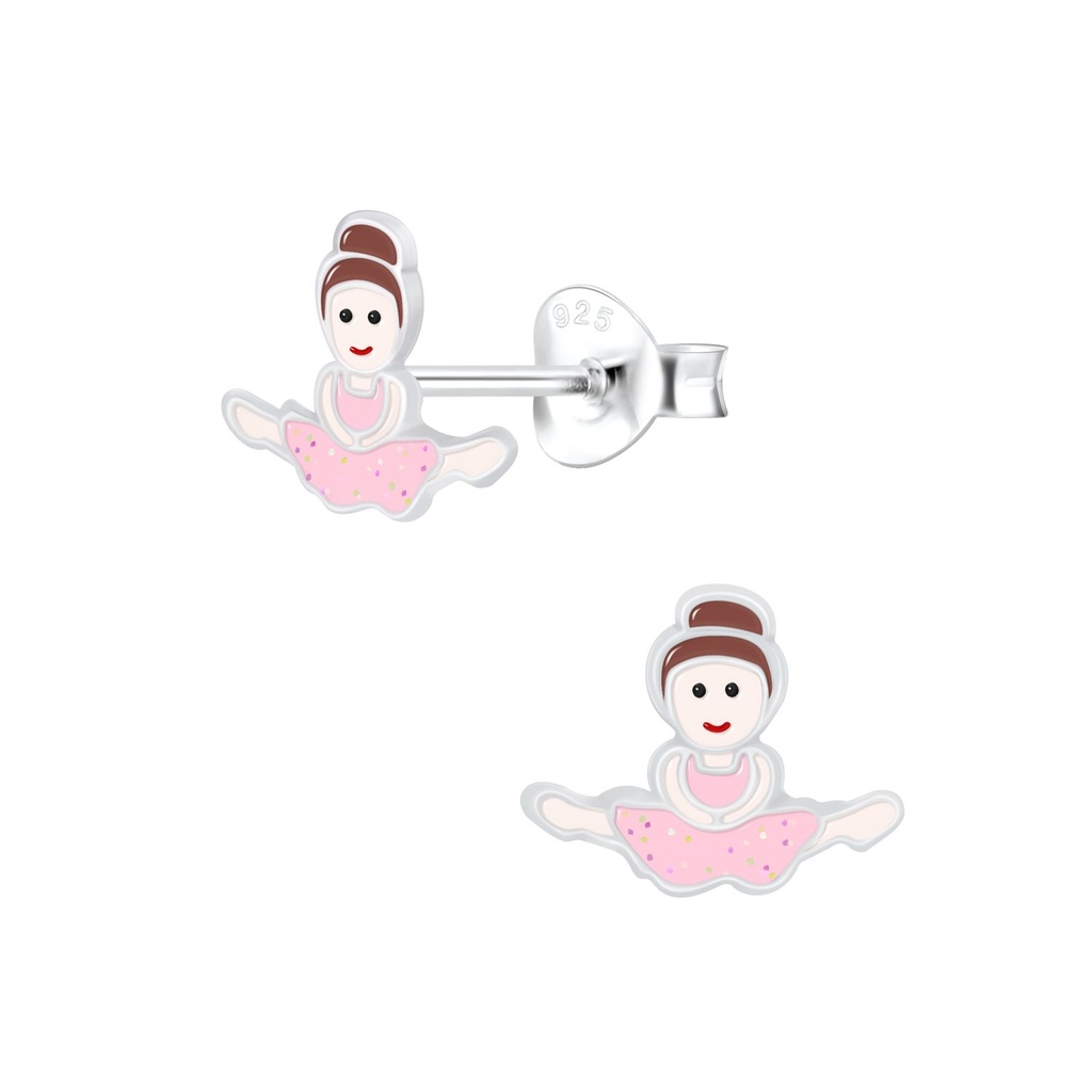 Silver Ballerina Stud Earrings
