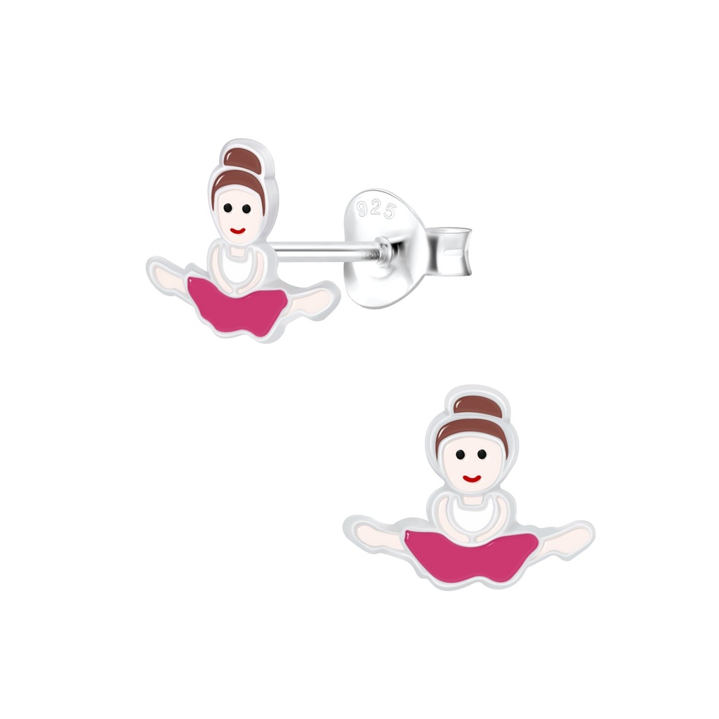 Silver Ballerina Stud Earrings