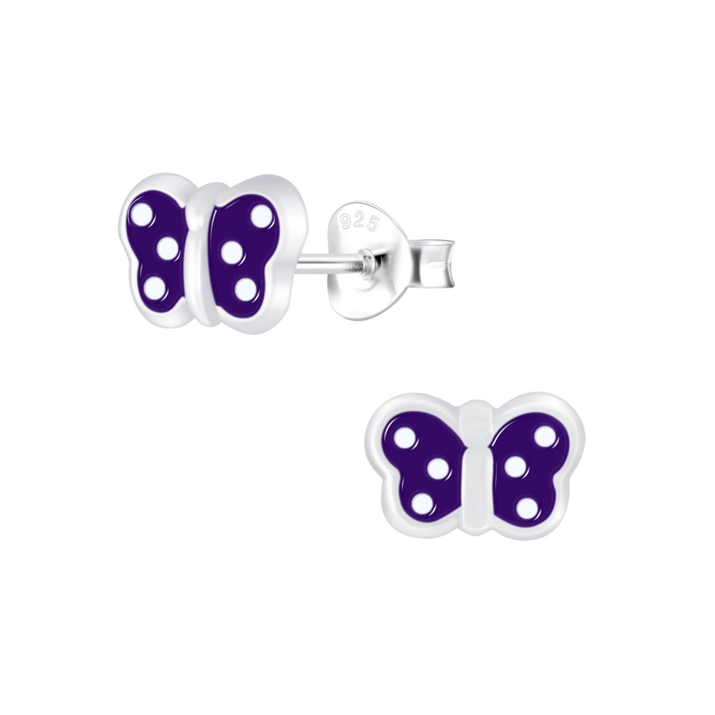 Puces d'oreilles papillon en argent