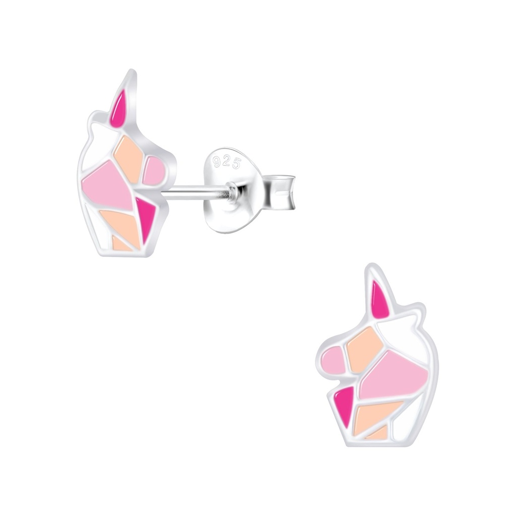 Silver Unicorn Stud Earrings