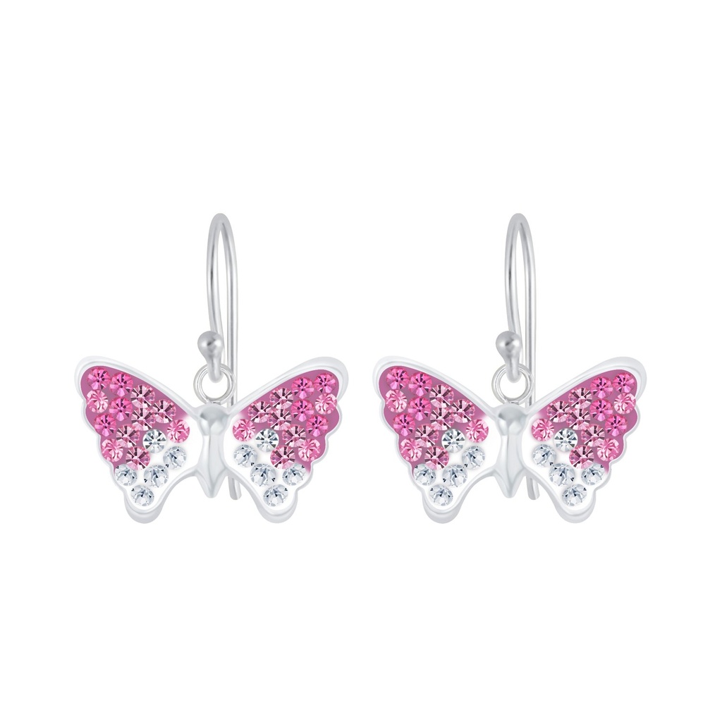 Silver Butterfly Crystal Earrings