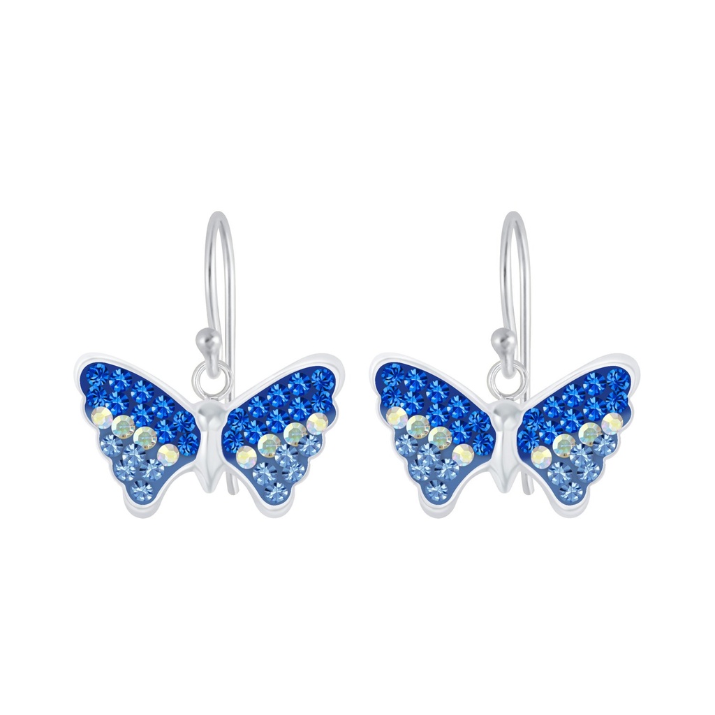 Boucles d'oreilles papillon en argent cristal