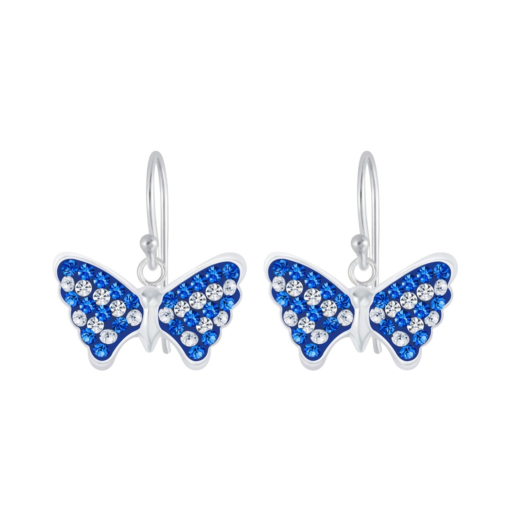 Boucles d'oreilles papillon en argent cristal