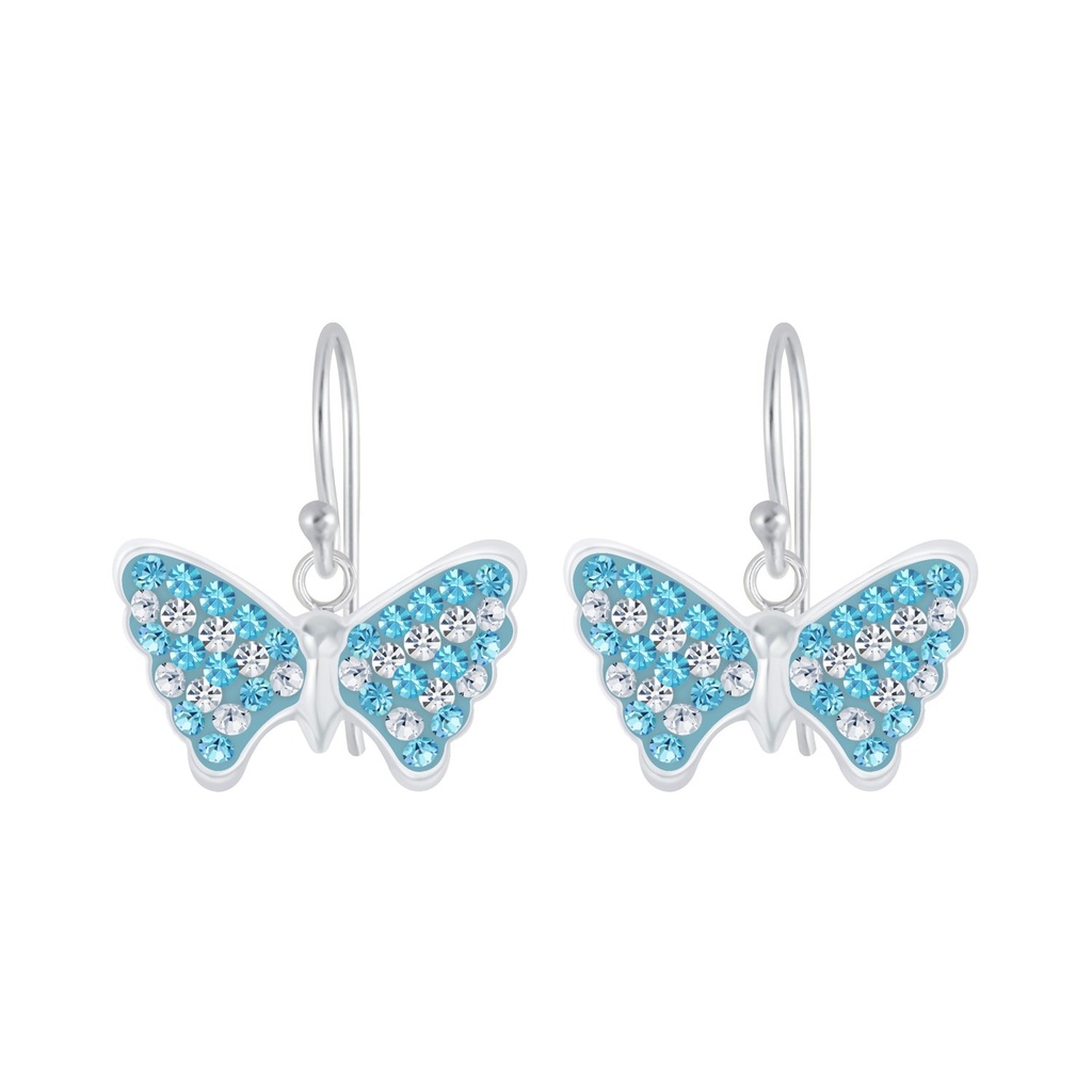 Silver Butterfly Crystal Earrings