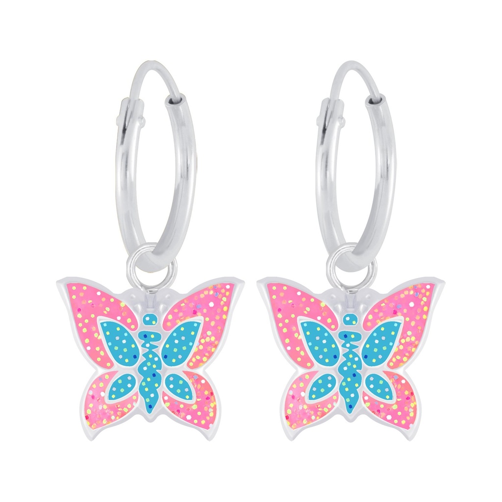[10009744] Créoles breloque papillon en argent