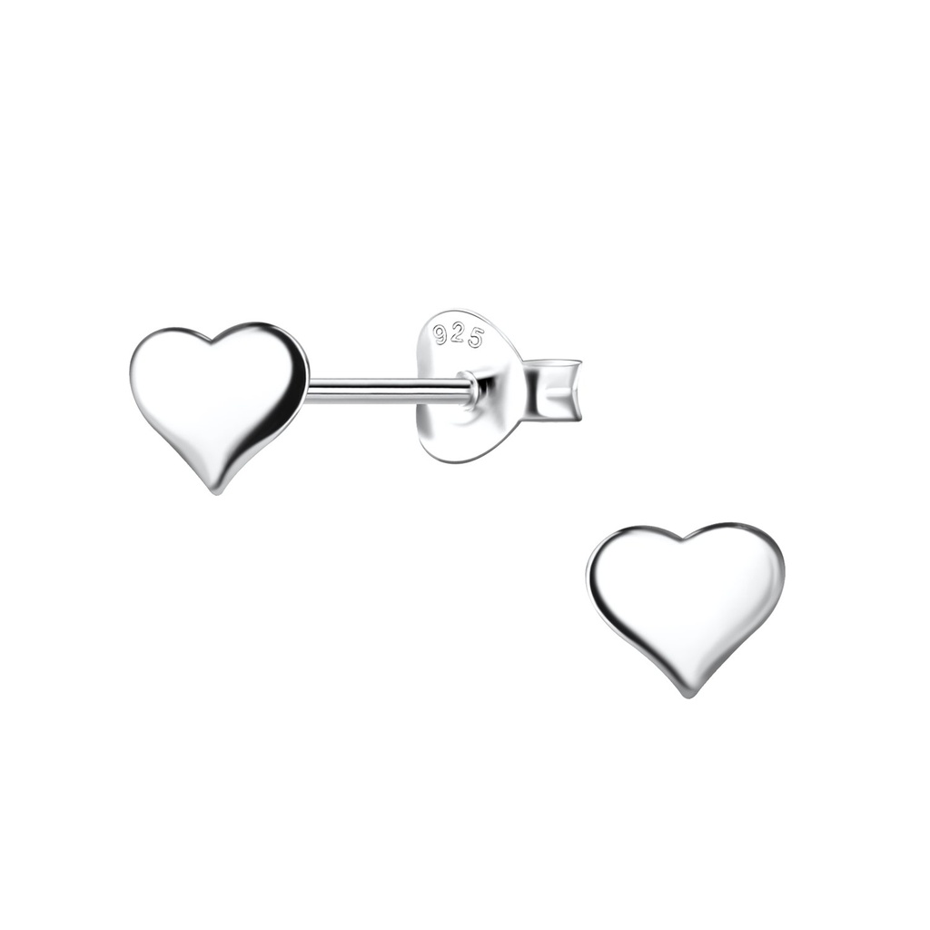 Silver Heart Stud Earrings