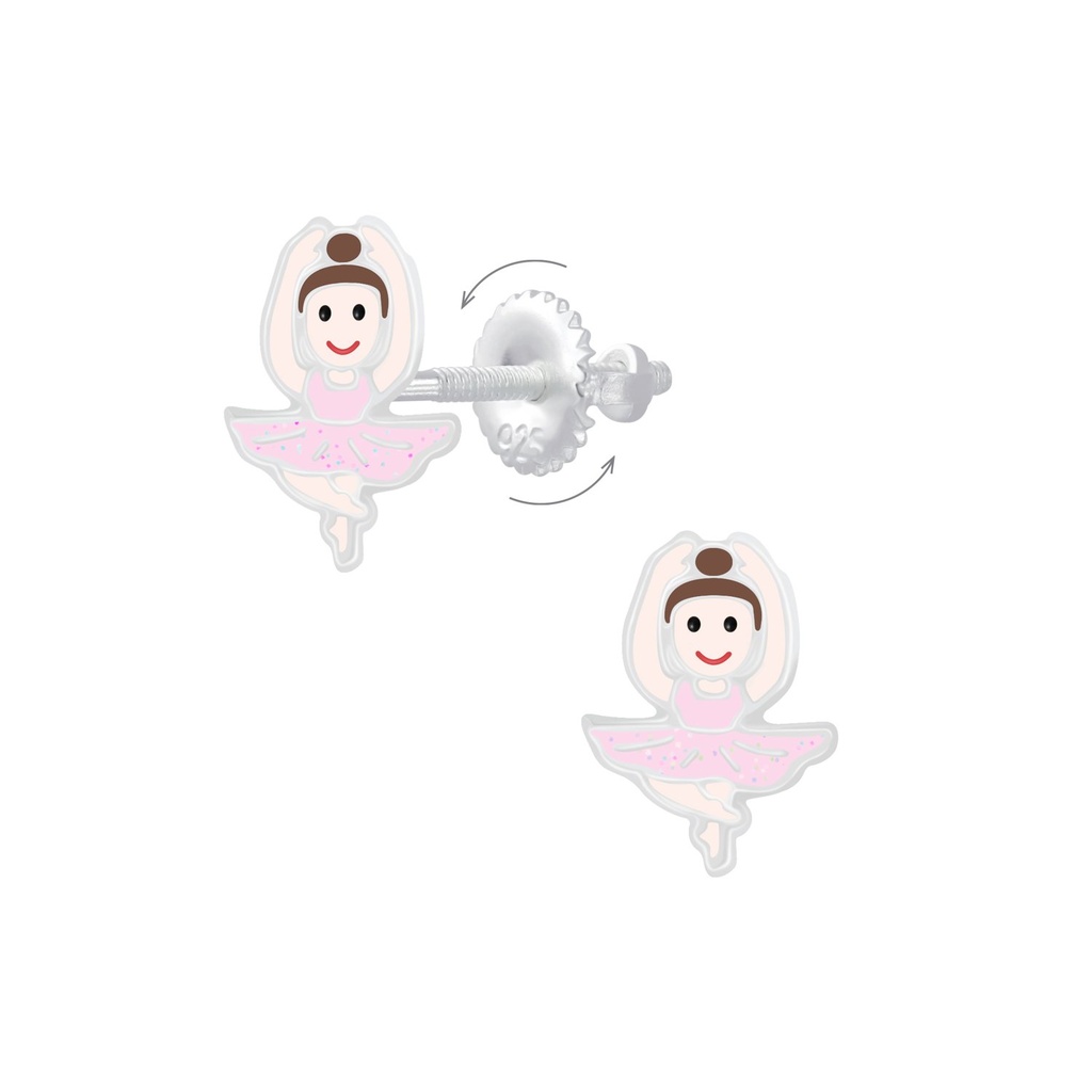 [10009891] Boucles d'oreilles à fermoir à vis ballerine en argent
