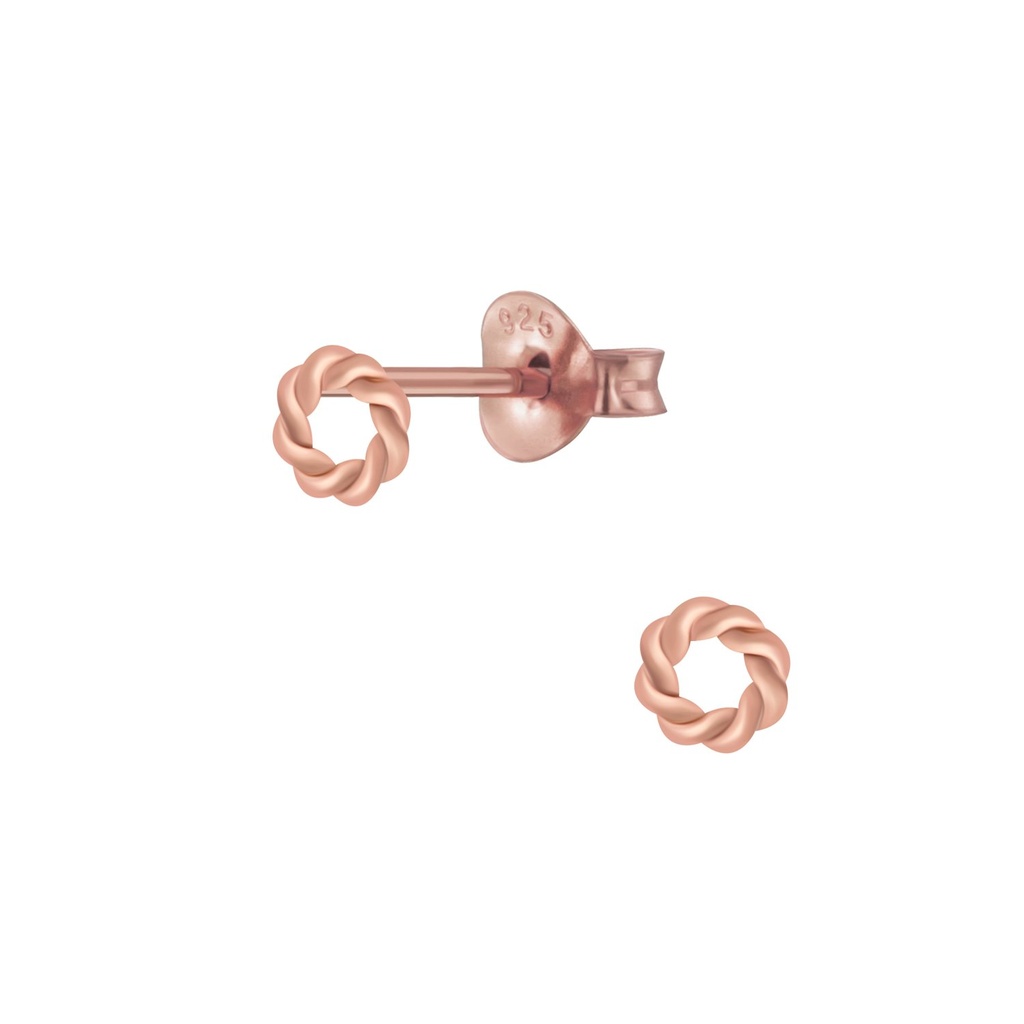 Silver Twisted Circle Stud Earrings