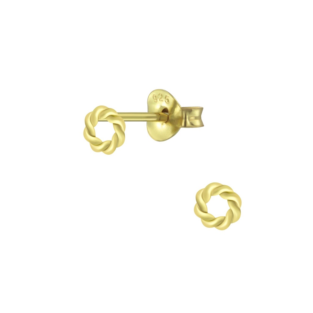 [10006482] Silver Twisted Circle Stud Earrings