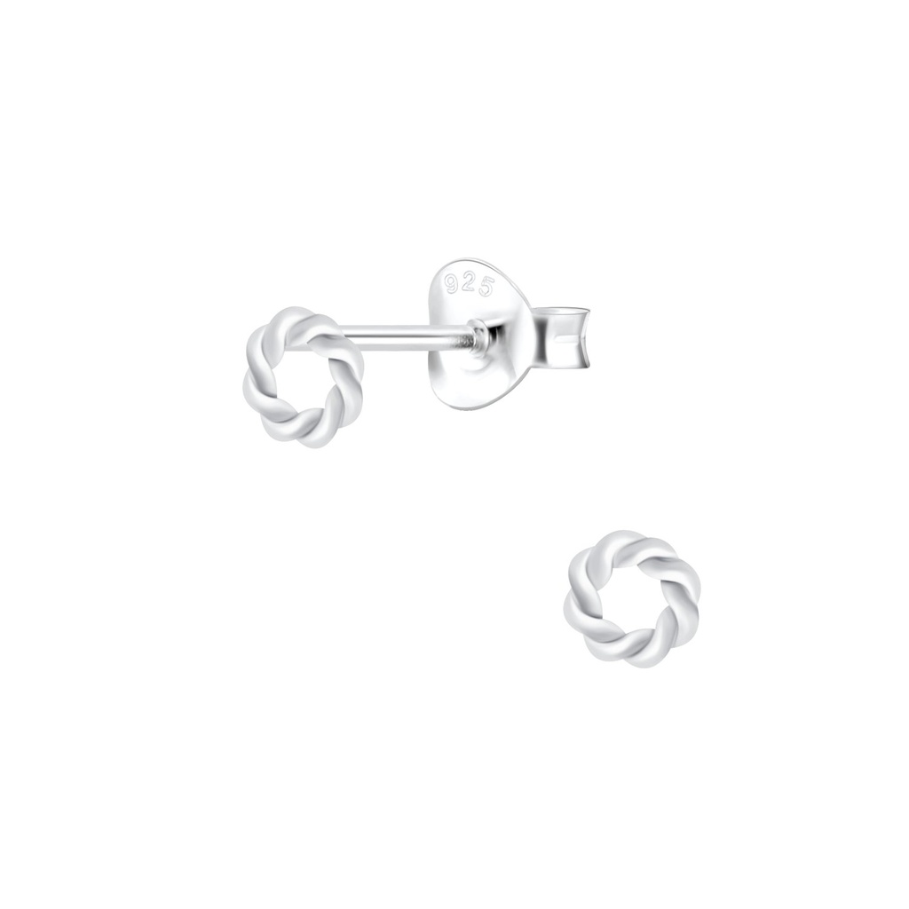Puces d'oreilles cercle torsadées en argent