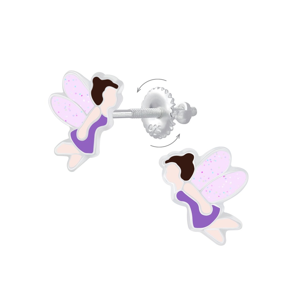 [10009224] Boucles d'oreilles à fermoir à vis fée en argent