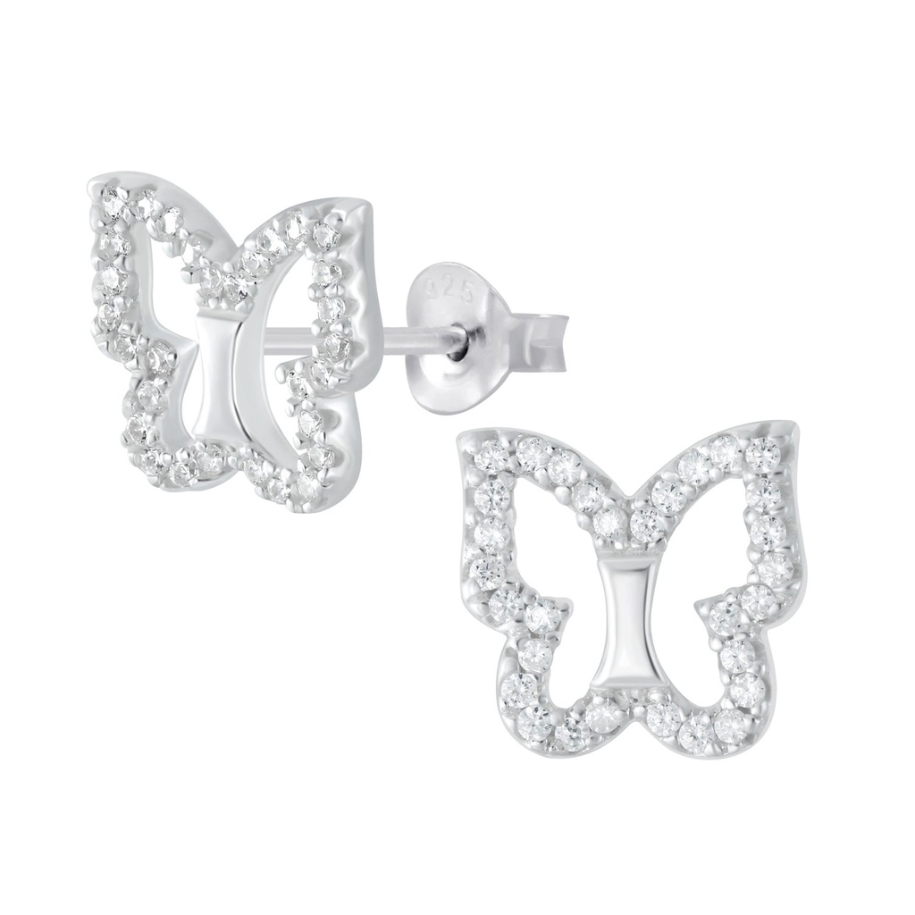 [10005939] Silver Butterfly Stud Earrings
