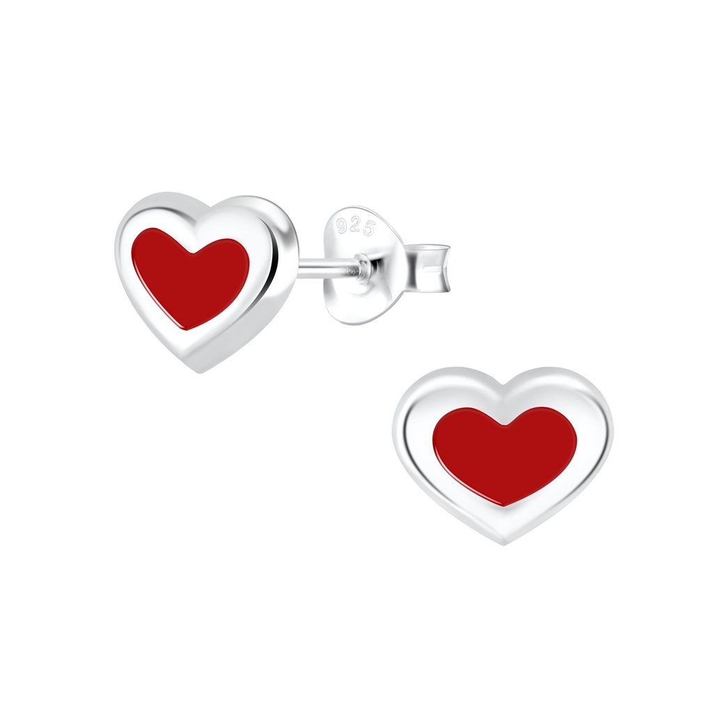Silver Heart Stud Earrings
