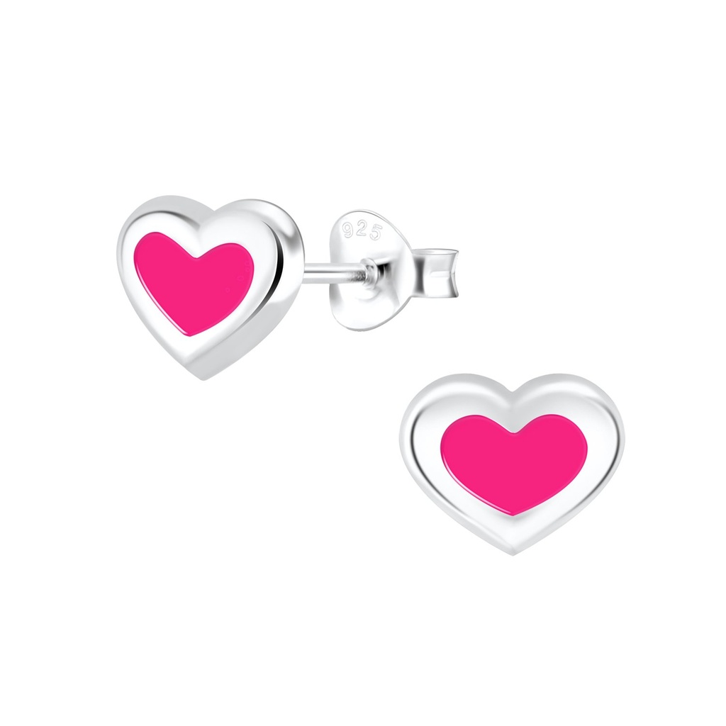 Silver Heart Stud Earrings