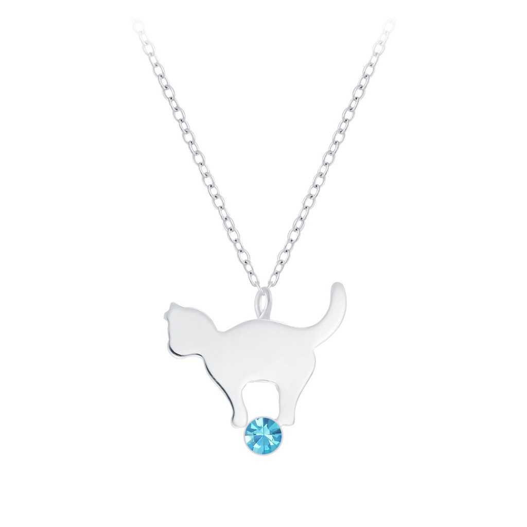 [10009912] Collier chat en argent (Aqua Bohemica)