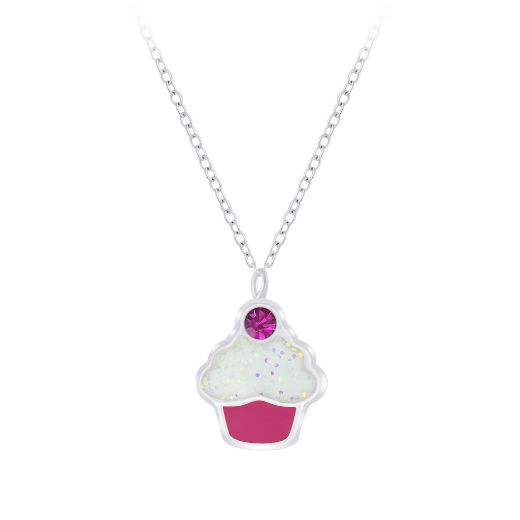 Silver Cupcake Necklace