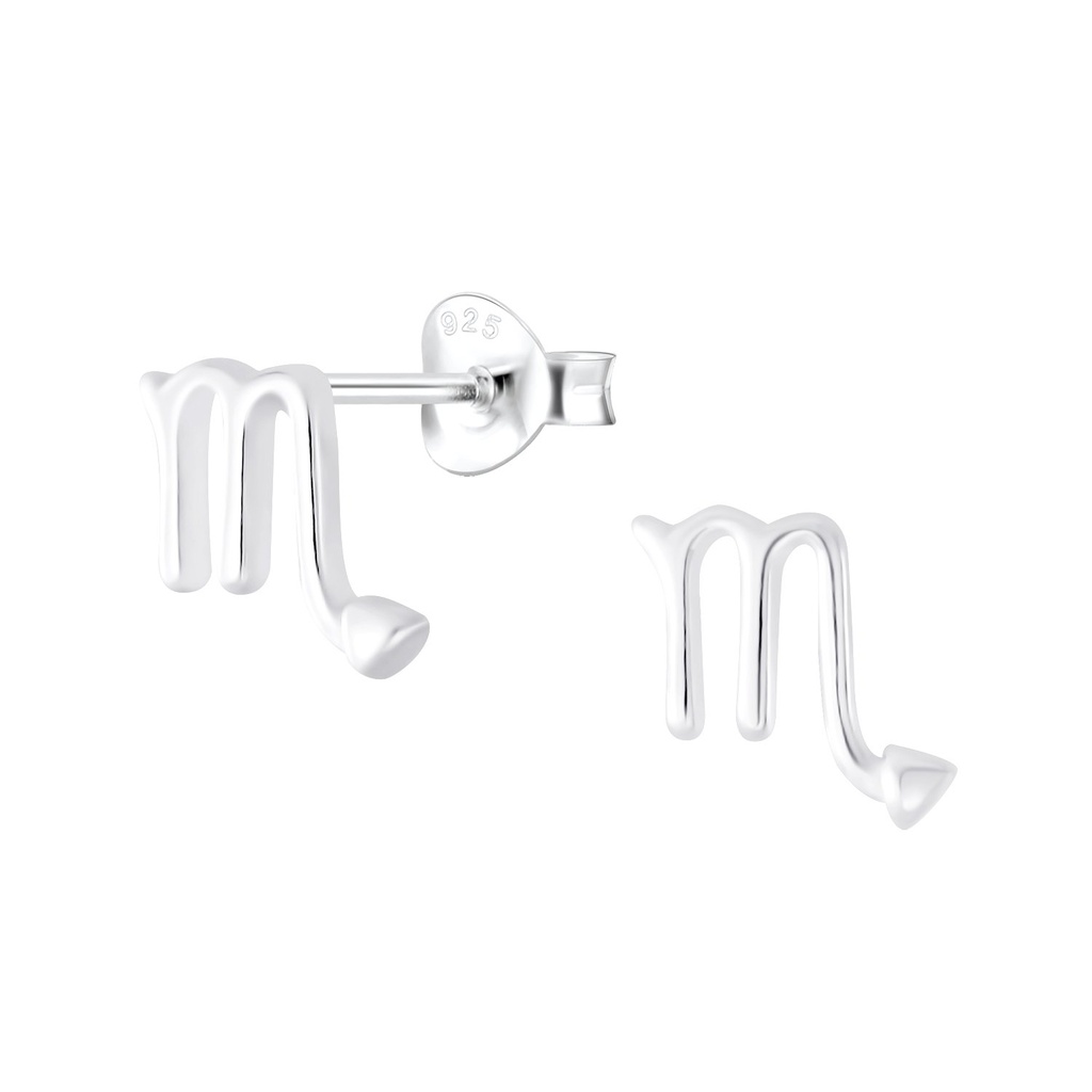 [10009487] Silver Scorpio Zodiac Sign Stud Earrings