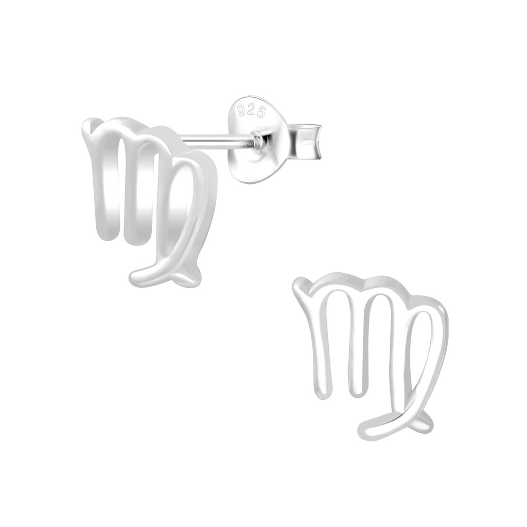 Puces d'oreilles signe du zodiaque Vierge en argent