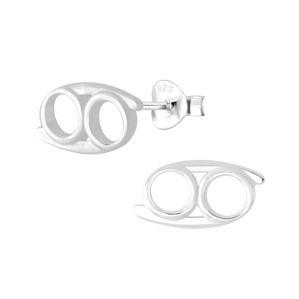 Silver Cancer Zodiac Sign Stud Earrings