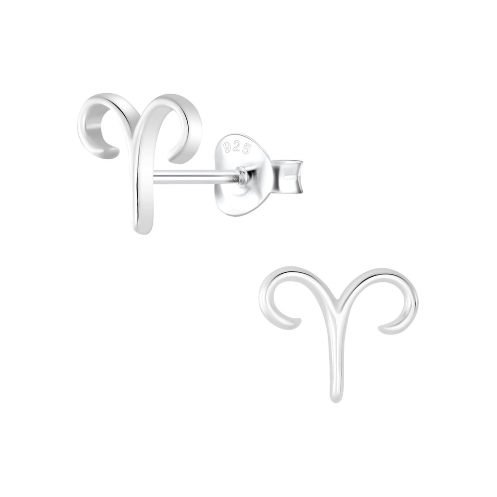 Puces d'oreilles signe du zodiaque Bélier en argent