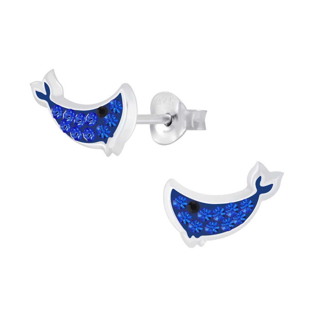 Puces d'oreilles baleine en argent cristal