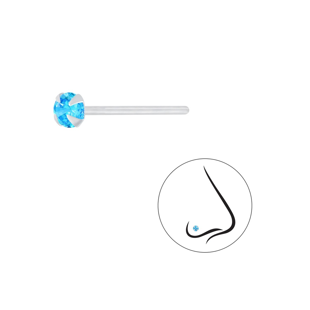 Clou de nez en argent zircon rond 3 mm