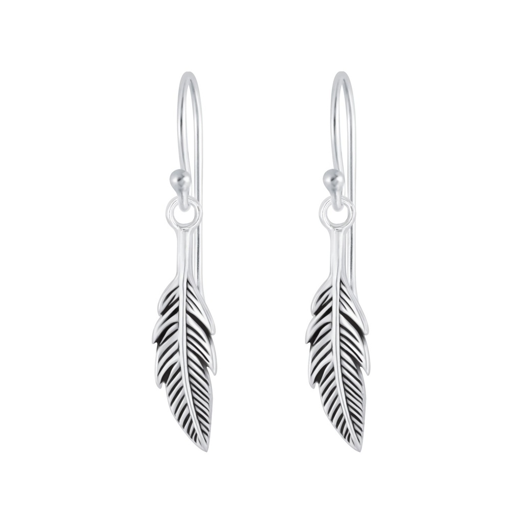 Boucles d'oreilles plume en argent
