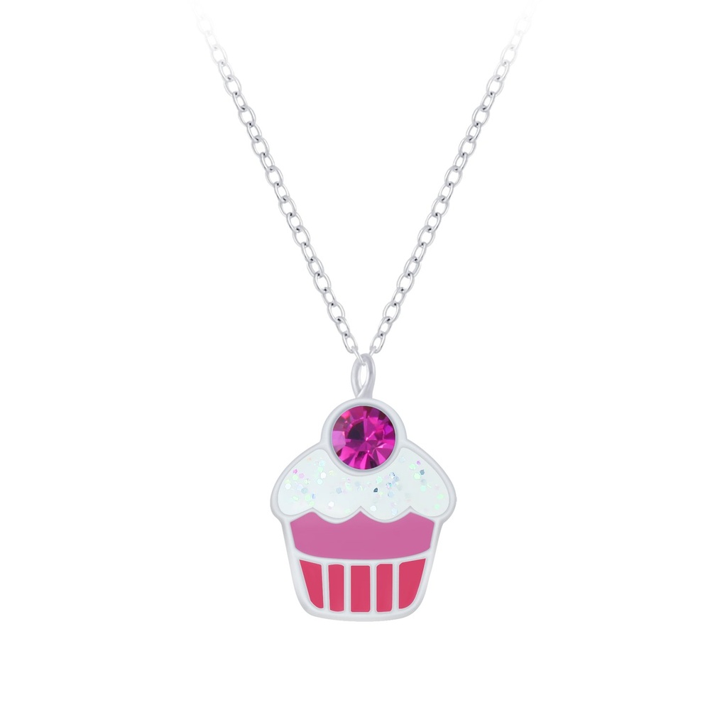 [10009829] Silver Cupcake Necklace
