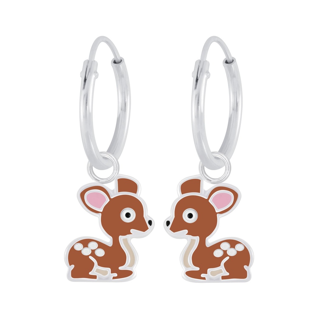 Créoles breloque cerf en argent