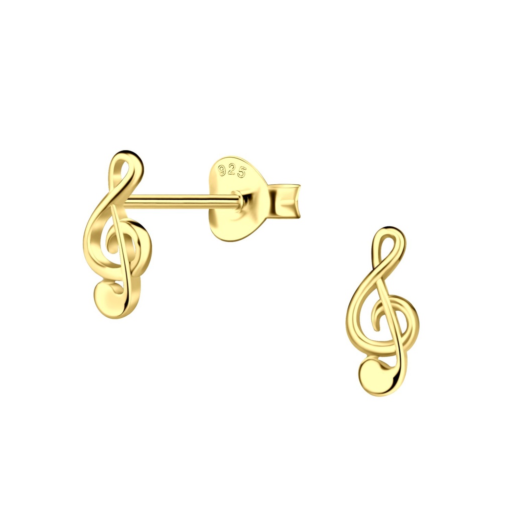 Puces d'oreilles clé de sol en argent