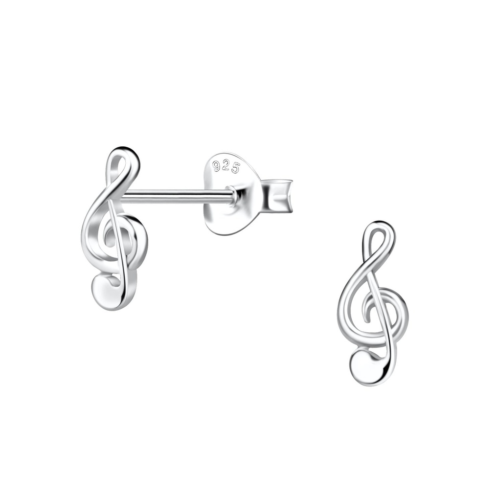 Silver G-Clef Stud Earrings