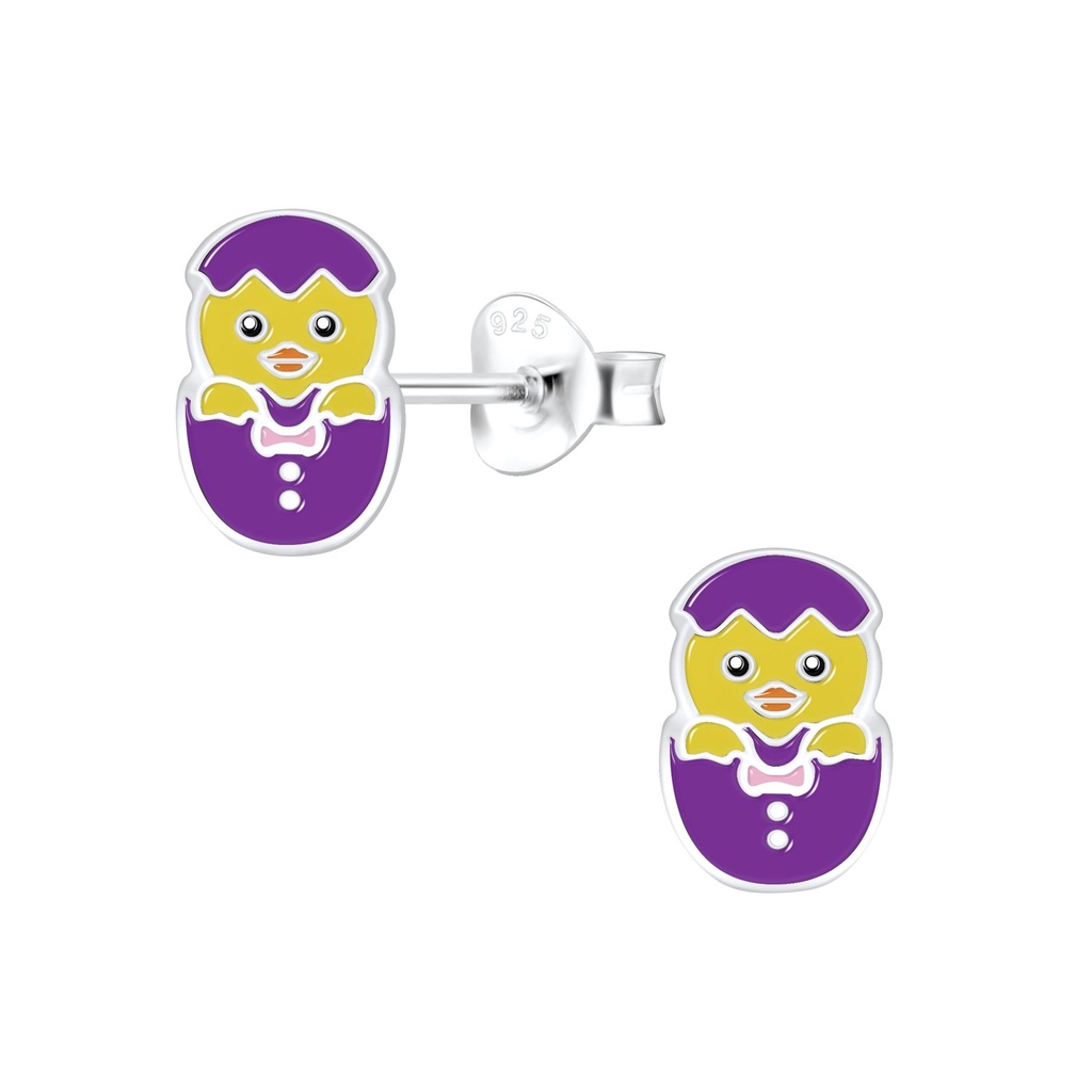 Silver Hatching Egg Stud Earrings