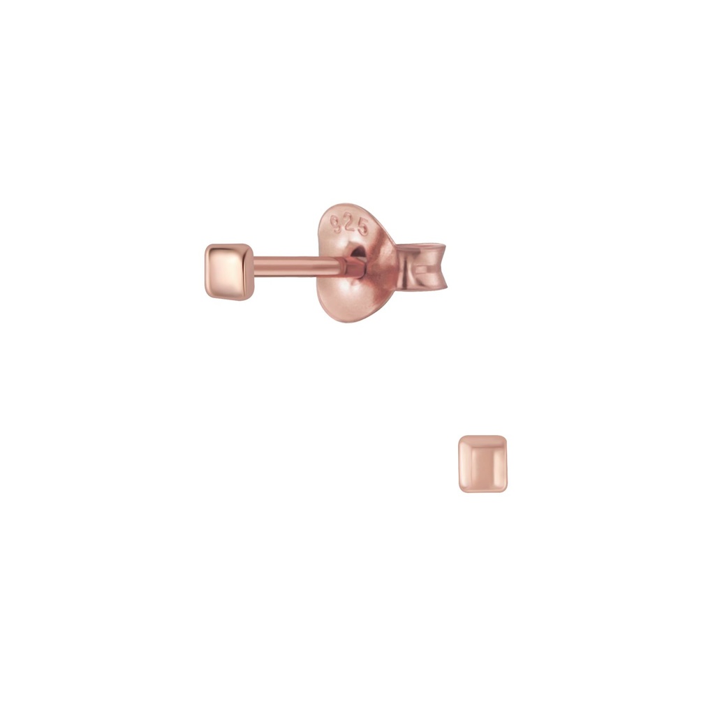 Silver Square Ear Studs