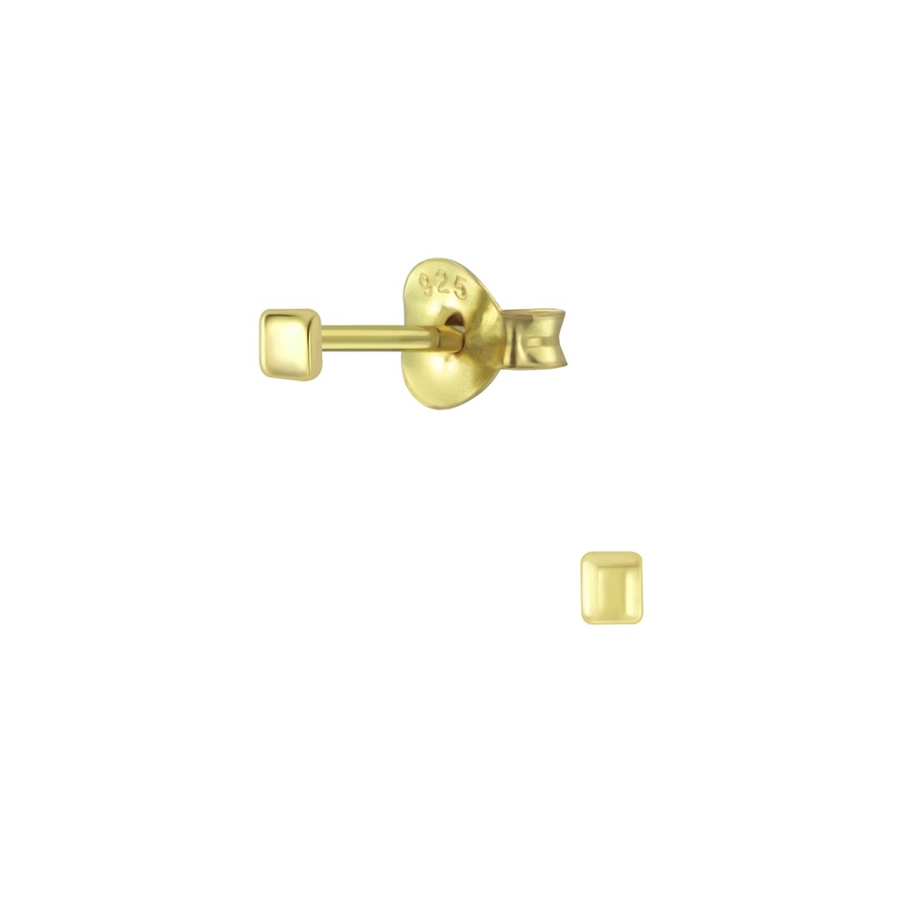 Silver Square Ear Studs