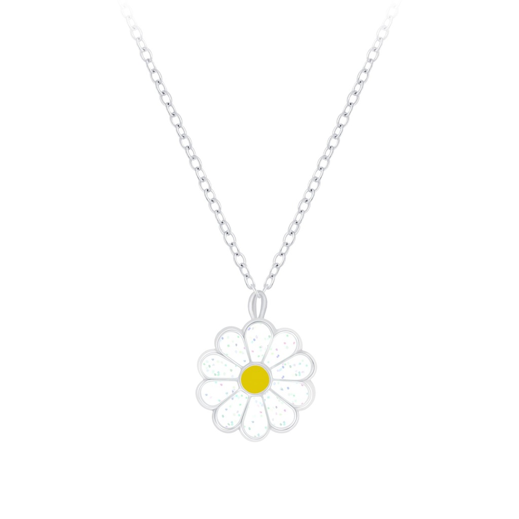 [10009635] Silver Daisy Flower Necklace