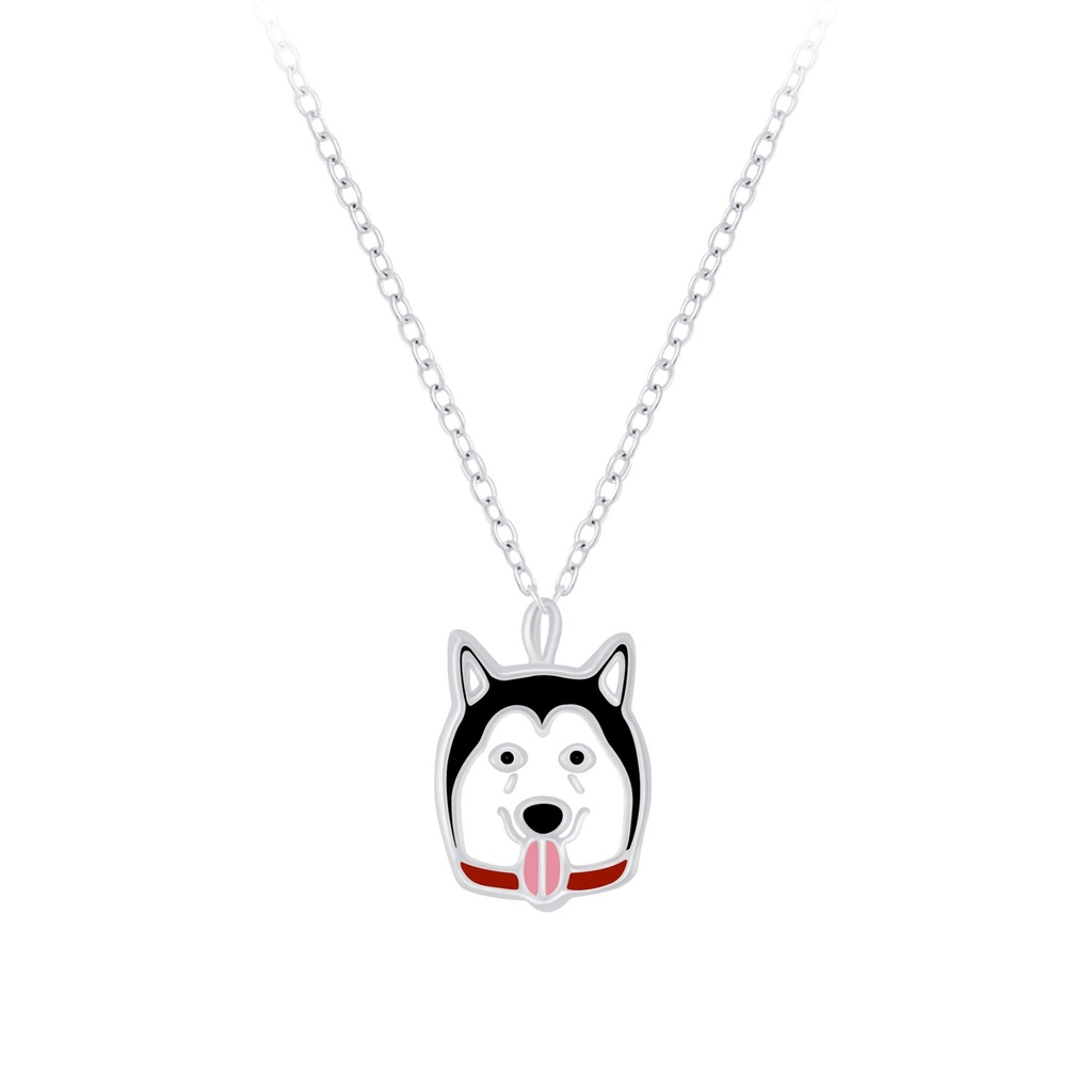 Collier chien husky en argent