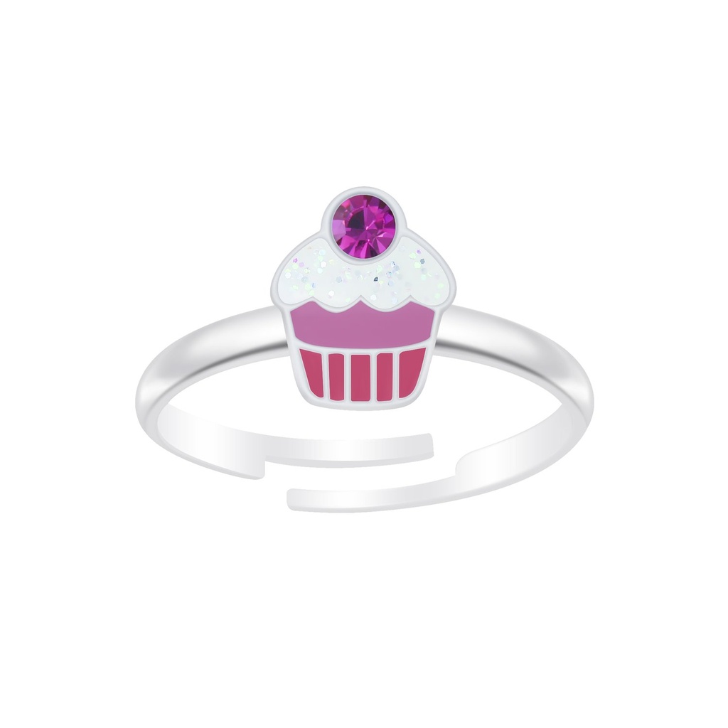 [10009769] Silver Cupcake Adjustable Ring