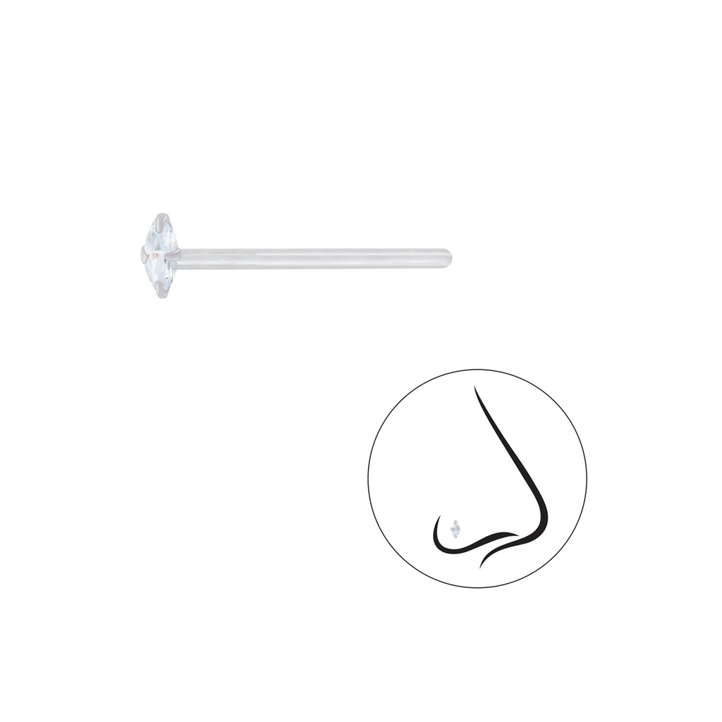 2x4mm Marquise Cubic Zirconia Silver Nose Stud