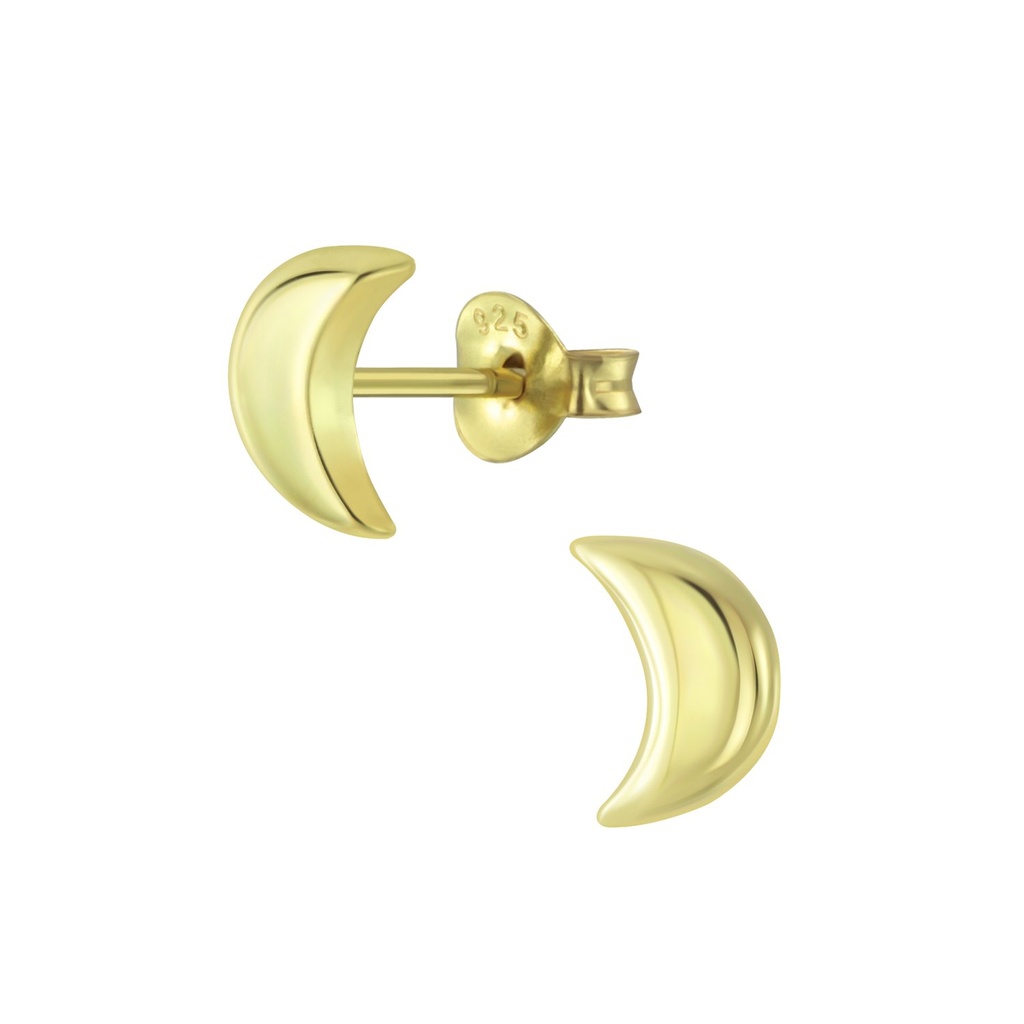 Silver Half Moon Stud Earrings