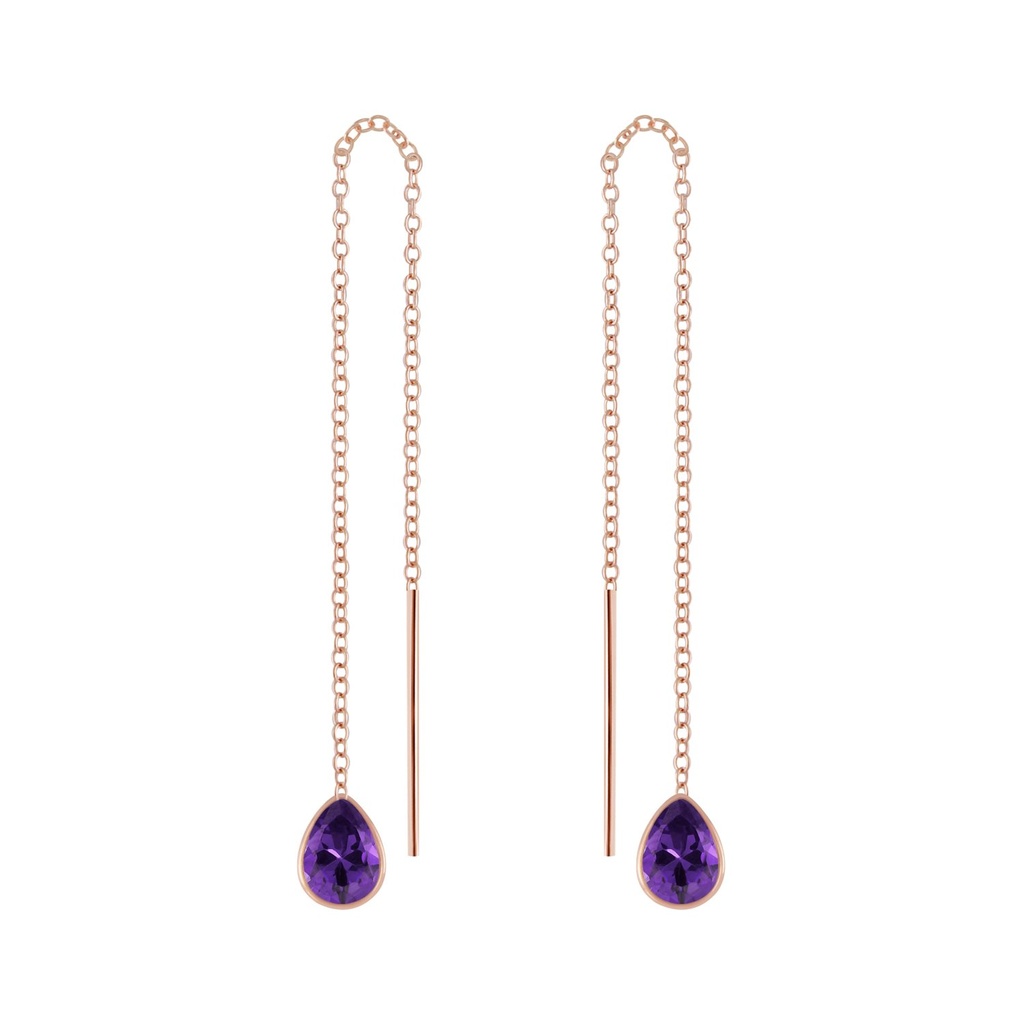[10008788] Boucles d'oreilles à enfiler en argent zircon poire 4X6 (Amethyst)