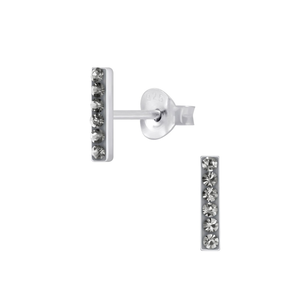 Puces d'oreilles barre en argent cristal