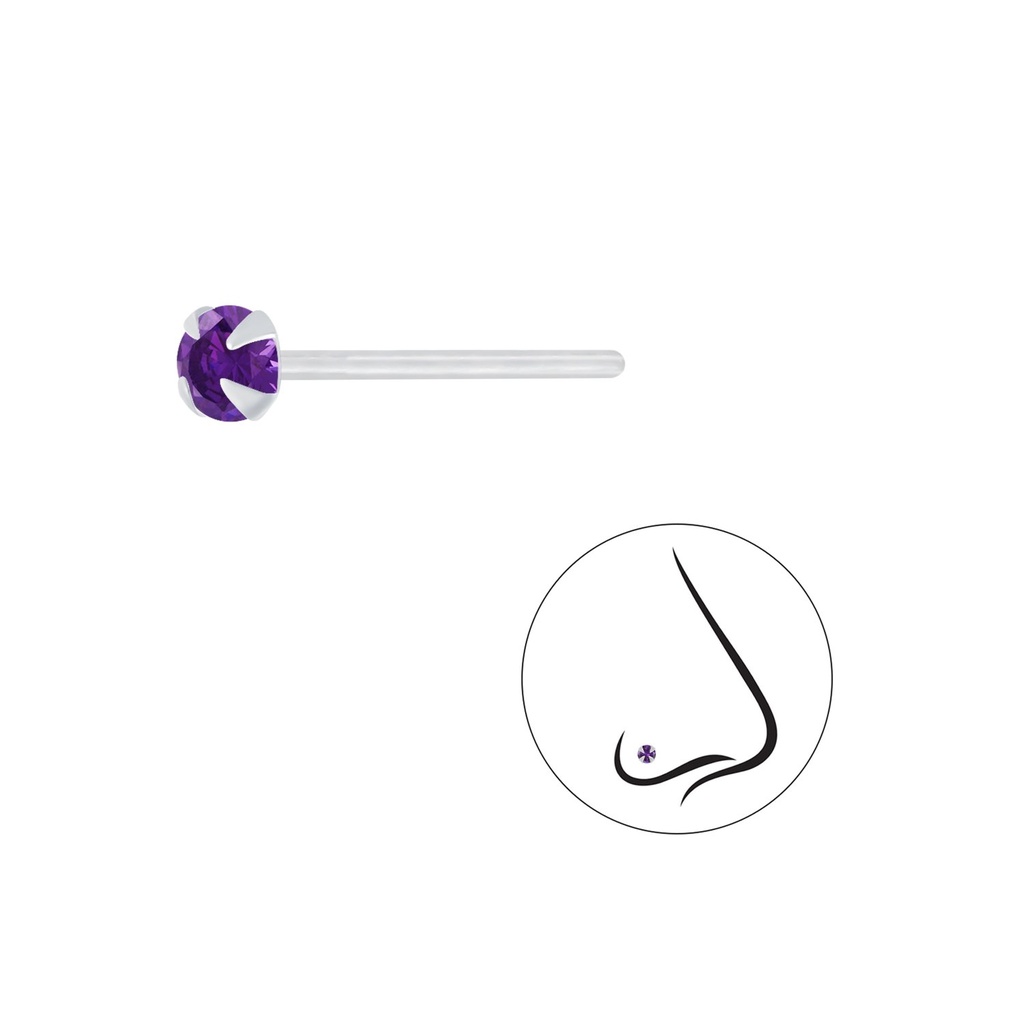 3mm Round Cubic Zirconia Silver Nose Stud