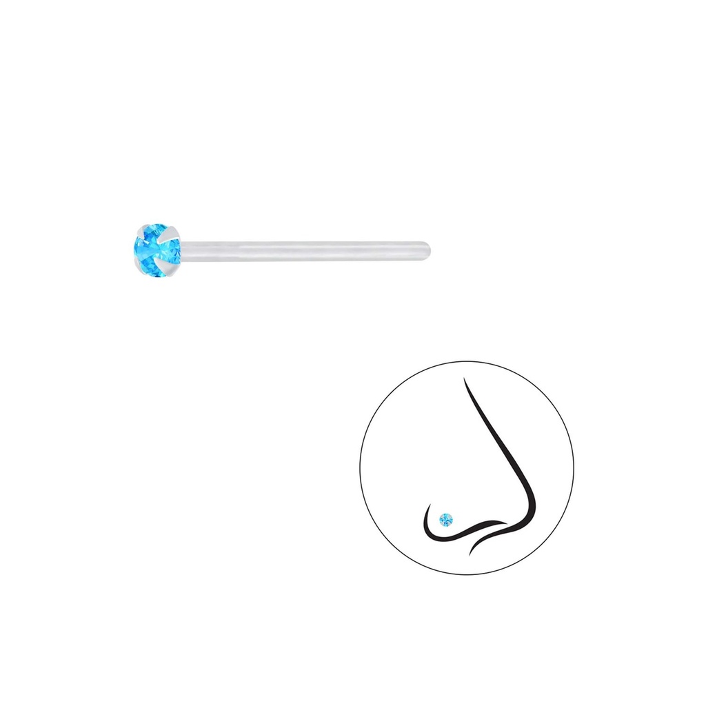 [10009844] 2mm Round Cubic Zirconia Silver Nose Stud